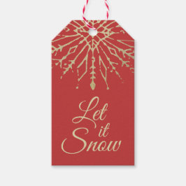 雪を渡す・みすぼらしい金ゴールドスノーフレーク冬の休日 ギフトタグ