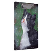 雪を調べているタキシード猫はパステル調の芸術に油をさします クリップボード (右)