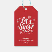 雪を赤くパーソナライズされたする ギフトタグ (正面)