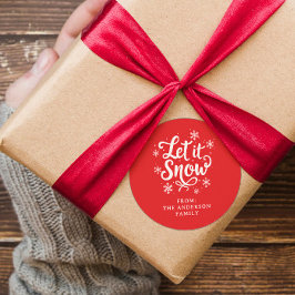 雪を赤くパーソナライズされたする ラウンドシール