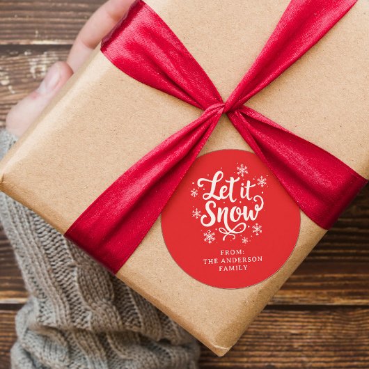 雪を赤くパーソナライズされたする ラウンドシール