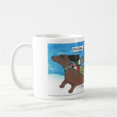雪を通したダックスフント- Doxieのおもしろいなクリスマス コーヒーマグカップ (左)