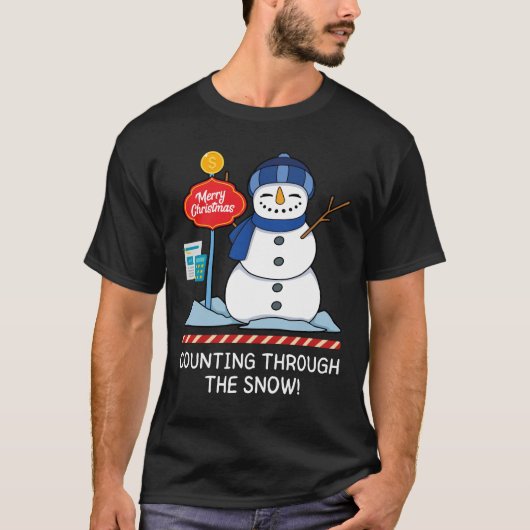 雪を通してカウント – クリスマス会計士 Tシャツ (正面)