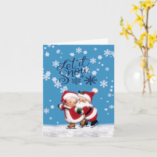 雪を降らして&ミセス・クロースはクリスマスカードを畳んだ カード (黄色い花)