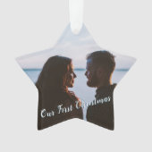 雪を降らせよう私たちの最初のクリスマスブルー オーナメント (正面)