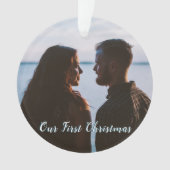 雪を降らせよう私たちの最初のクリスマスブルー オーナメント (正面)