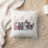 雪を降らせる | かわいいピンクの雪だるまクリスマス クッション (ブランケット)