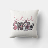 雪を降らせる | かわいいピンクの雪だるまクリスマス クッション (裏面)