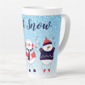 雪を降らせる カフェラテマグ (右アングル)