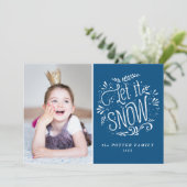 雪を降らせる |クリスマスブルーの休日のフォトカード シーズンカード (スタンド正面)