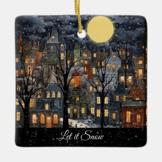 雪を降らせる セラミックオーナメント (正面)