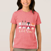 雪を降らせる |トナカイ、ホッキョクグマ、ペンギン&キツネ トライブレンドＴシャツ (正面)