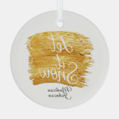 雪を降らせる フォーゴールドペイント オーダーメイド ネーム ガラスオーナメント (裏面)