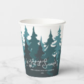 雪を降らせる |モダンティール（緑がかった色）グリーンツリーズクリスマス 紙コップ (裏面)