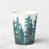 雪を降らせる |モダンティール（緑がかった色）グリーンツリーズクリスマス 紙コップ (右)