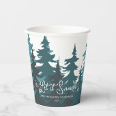 雪を降らせる |モダンティール（緑がかった色）グリーンツリーズクリスマス 紙コップ (正面)