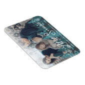 雪を降らせる |モダンティール（緑がかった色）グリーンツリーズ家族の写真 マグネット (右側)