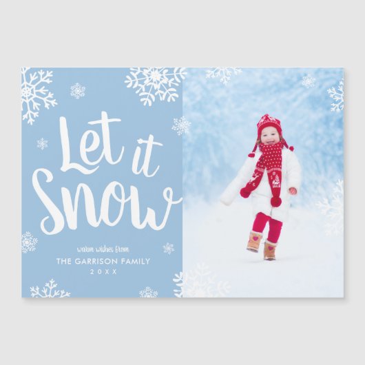 雪を降らせる |磁気ホリデーフォトカード (正面)