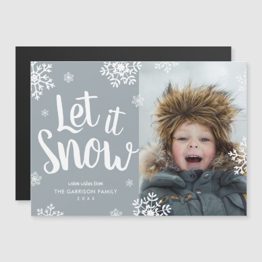 雪を降らせる |磁気ホリデーフォトカード (正面/裏面)