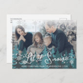 雪を降らせる |雪の松の木のクリスマスフォト シーズンポストカード (正面/裏面)