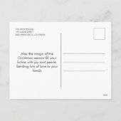 雪を降らせる |雪の松の木のクリスマスフォト シーズンポストカード (裏面)