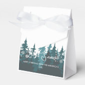 雪を降らせる |雪の松の木のクリスマスフォト フェイバーボックス (正面サイド)