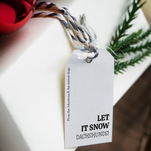雪を降らせろダックスフント！クリスマスパーソナライズされた ギフトタグ