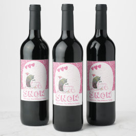 雪を降らせろ |かわいいペンギンのクリスマス ワインラベル