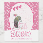 雪を降らせろ |かわいいペンギンのクリスマス ワインラベル (シングルラベル)