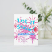 雪を降らせろ！どこか別の場所 – ピンクの雪 ポストカード (スタンド正面)