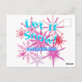 雪を降らせろ！どこか別の場所 – ピンクの雪 ポストカード (裏面)