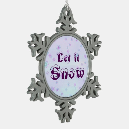 雪を降らせろ!ウィンタースカイスノーフレーク水玉模様 スノーフレークピューターオーナメント (左)