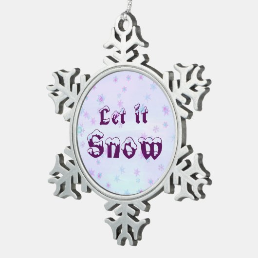 雪を降らせろ!ウィンタースカイスノーフレーク水玉模様 スノーフレークピューターオーナメント (右)