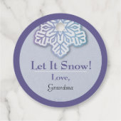 雪を降らせろ!オパール色の青と紫のスノーフレーク フェイバータグ (裏面)