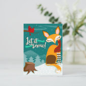 雪を降らせろ！キツネと深紅色ホリデーポストカード シーズンポストカード (スタンド正面)