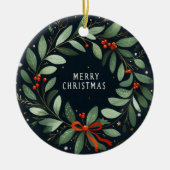 雪を降らせろ、クリスマスの装飾を行かせろ セラミックオーナメント (正面)