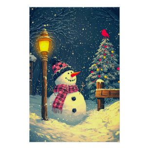 雪を降らせろ！ハッピークリスマス雪だるま ポスター
