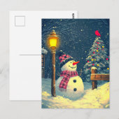 雪を降らせろ!ハッピークリスマス雪だるま ポストカード (正面/裏面)