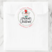 雪を降らせろ。ハッピー雪だるま顔 ラウンドシール (バッグ)