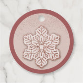 雪を降らせろ！バラ金ゴールドグリッターピンクスノーフレーク フェイバータグ (正面)