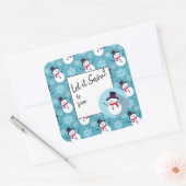 雪を降らせろ!フェスティバル雪だるまオンブルー スクエアシール (封筒)