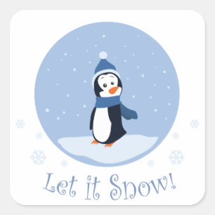 雪を降らせろ!(ペンギン) スクエアシール
