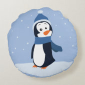 雪を降らせろ！（ペンギン） ラウンドクッション (裏面)