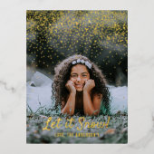 雪を降らせろ!モダン写真のクリ実在ス 箔シーズンポストカード (正面)