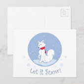 雪を降らせろ！(北極キツネ) シーズンポストカード (正面/裏面)