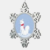 雪を降らせろ!(北極キツネ) スノーフレークピューターオーナメント (右)
