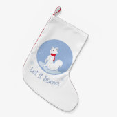 雪を降らせろ!(北極キツネ) スモールクリスマスストッキング (正面 (吊り時))