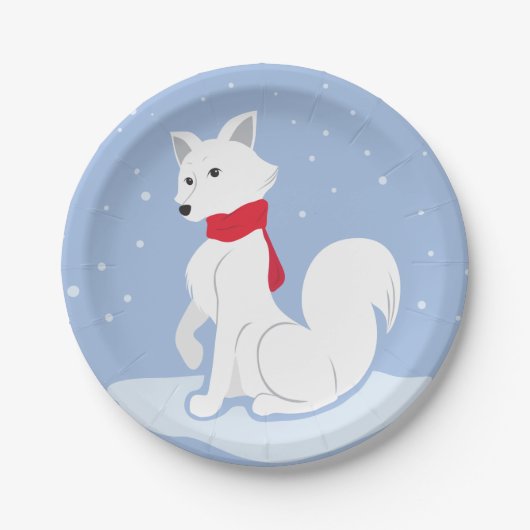 雪を降らせろ！(北極キツネ) ペーパープレート (正面)
