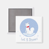 雪を降らせろ！(北極キツネ) マグネット (正面/裏面)