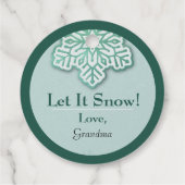 雪を降らせろ！虹色の冬の緑のスノーフレーク フェイバータグ (裏面)